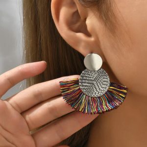 Boucles d'Oreilles Pendantes de Style Boh&ecirc;me en Eventail