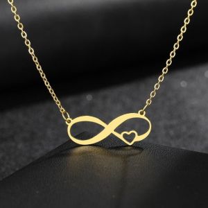 Collier Symbole Infini Pendentif Femme Petit Coeur