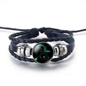 Bracelet Cuir Signe du Zodiaque 12 Constellations