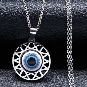 Collier Et Boucles D'Oreilles Avec Pendentif Mauvais Oeil Bleu Turc