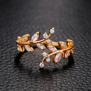 Bague Feuille de Laurier en Zircon Automnale