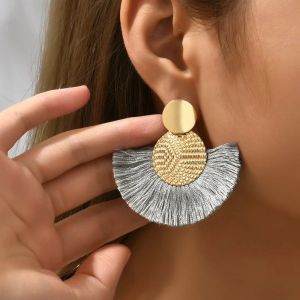 Boucles d'Oreilles Pendantes de Style Boh&ecirc;me en Eventail