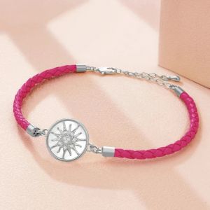 Bracelet Compas en Cuir Boussole Rose des Vents