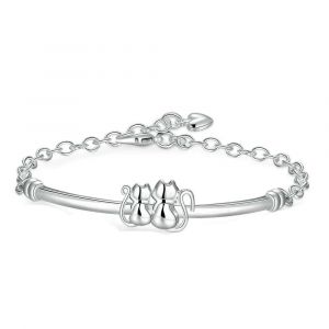 Bracelet Argent Double Chat