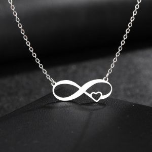 Collier Symbole Infini Pendentif Femme Petit Coeur