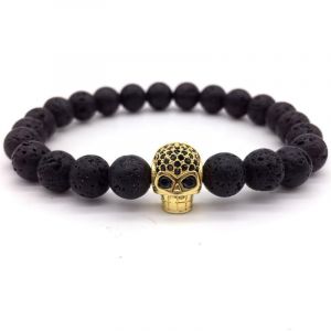 Bracelet Homme Perle T&ecirc;te de Mort