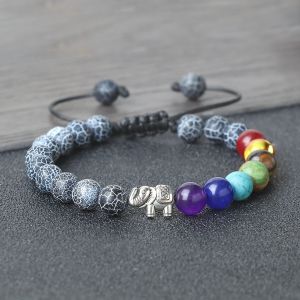 Bracelet en Pierres Naturelles et Eléphant 7 Chakras