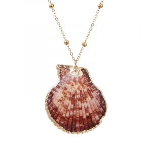 Collier Pendentif avec Jolie Coquillage Coquille Saint-Jacques