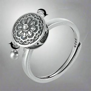 Bague Bouddhiste Fleur de Lotus Argent
