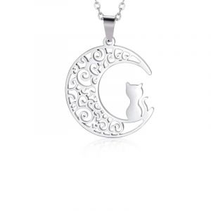 Collier Pendentif Lune de Chat