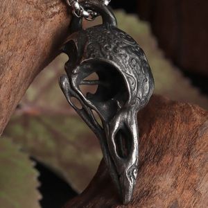 Collier avec Pendentif Crâne de Corbeau