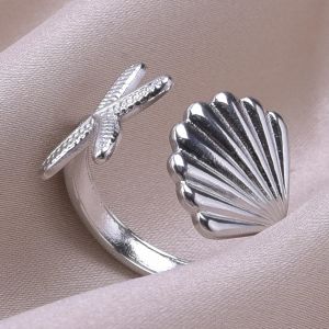 Bague Coquillages Etoile de Mer et Coquille Saint-Jacques