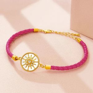 Bracelet Compas en Cuir Boussole Rose des Vents