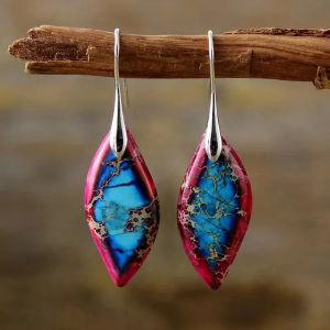 Boucles d'Oreilles Pendantes Goutte d'Eau Colorée