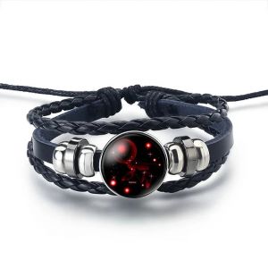 Bracelet Cuir Signe du Zodiaque 12 Constellations
