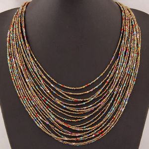 Collier Pendentif Ethniques Africain Multi-Rangs