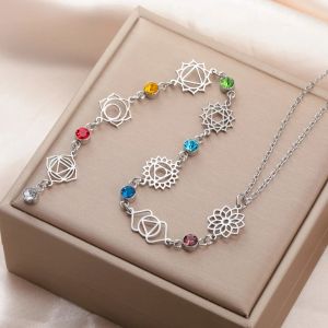 Collier Ras de Cou Pendentif avec Pierres en Zircon 7 Chakras