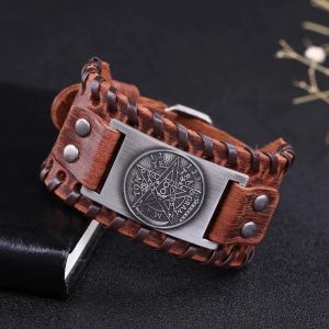 Bracelet Cuir Pentacle Sorcellerie Wiccan