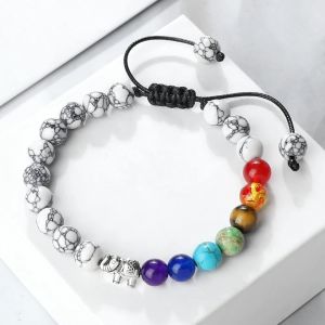 Bracelet en Pierres Naturelles et Eléphant 7 Chakras
