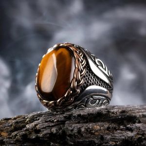 Bague en Pierre Oeil de Tigre Homme ou Femme