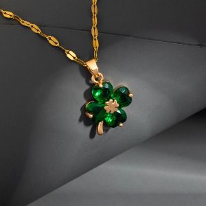 Collier avec Pendentif Tr&egrave;fle &agrave; 4 Feuilles Color&eacute;