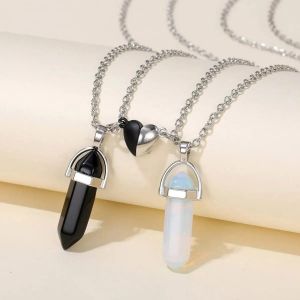 Lot de 2 Colliers avec Pendentif en Pierre pour Couple