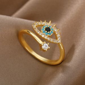 Bague Diamant contre le Mauvais Oeil Bleu Grec Turc Matiasma Mataki
