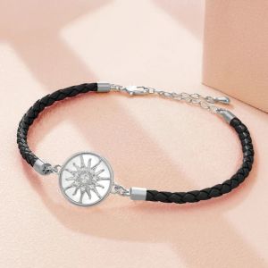 Bracelet Compas en Cuir Boussole Rose des Vents