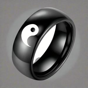 Bague Yin Yang couleur Argent / Noir