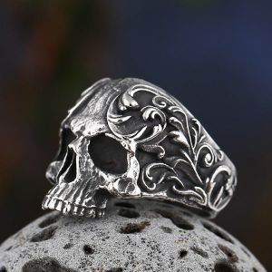 Bague T&ecirc;te de Mort Acier