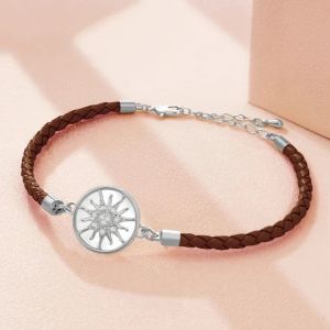 Bracelet Compas en Cuir Boussole Rose des Vents