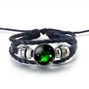 Bracelet Cuir Signe du Zodiaque 12 Constellations