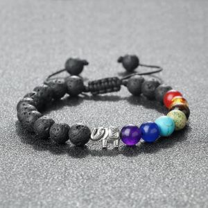 Bracelet en Pierres Naturelles et Eléphant 7 Chakras