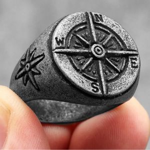 Bague Vintage Boussole Rose des Vents pour Homme