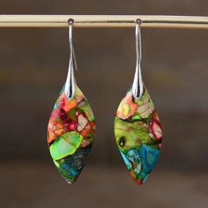 Boucles d'Oreilles Pendantes Goutte d'Eau Colorée