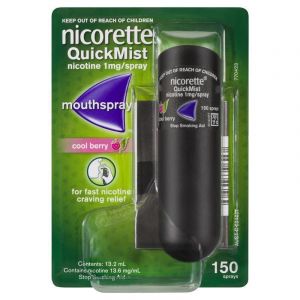 Nicorette Quit Smoking QuickMist Mouth Spray Cool Berry 150 Sprays (13.2mL x 1)