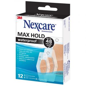 Nexcare Max Hold Waterproof Bandages Assorted 12 Pack