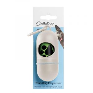 Daily Dog Poop Bag Dispenser + 15 Pieces of Biodegradable Poop Bags Bone White