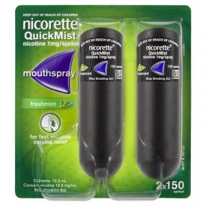 Nicorette Quit Smoking QuickMist Nicotine Mouth Spray Freshmint 2 x 150 Pack