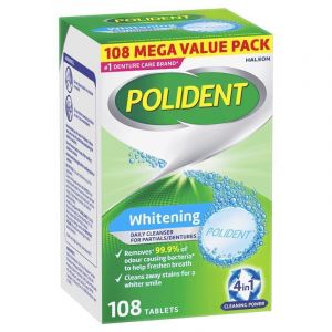 Polident Whitening Denture Cleanser 108 Tablets Exclusive Size