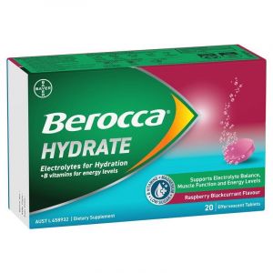 Berocca Hydrate Raspberry Blackcurrant 20 Effervescent Tablets