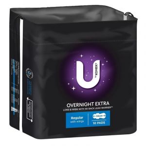 U by Kotex Extra Overnight Pads Wing 10 Pack