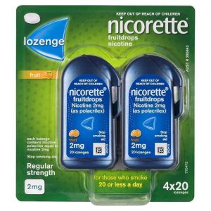 Nicorette Quit Smoking Cooldrops Fresh Fruit Lozenges 2mg 80 Pieces
