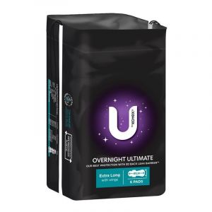 U By Kotex Maxi Ultimate Overnight Wing Pads 6 Pack