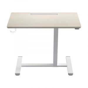 Altus Mobile Standing Desk with Wheels Pneumatic Over Bed Table Timber