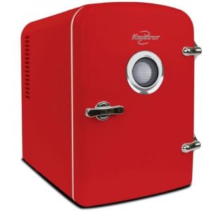 Koolatron Portable Retro Mini Fridge with Bluetooth Speaker Red 4 Litre