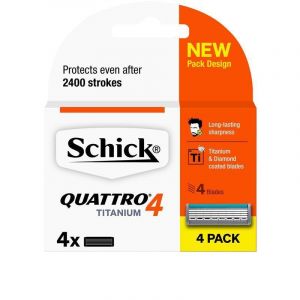 Schick Quattro 4 Titanium Mens Refill Razor Blades 4pk