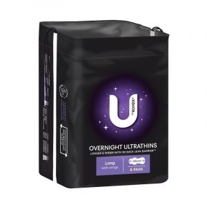 U by Kotex Ultra Thin Overnight Long Wing 8 Pack