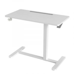 Altus Mobile Standing Desk with Wheels Pneumatic Over Bed Table White