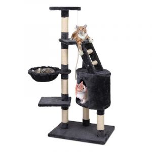 i. Pet Tower Scratching Post Scratcher Wood Condo House Bed Toys 120cm Cat Tree Dark Grey